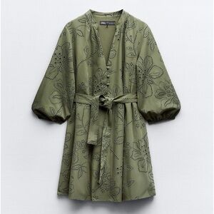 Zara rubberized openwork embroidery dress